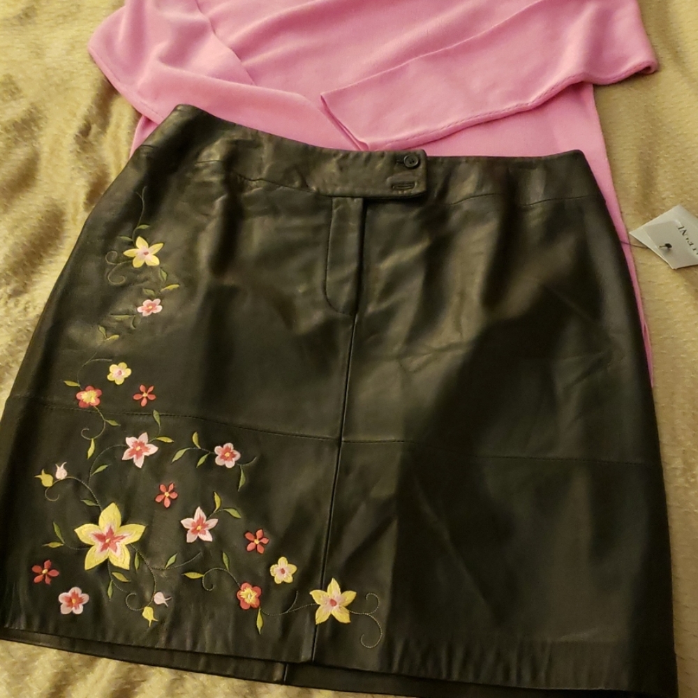 Alfani Black Leather Skirt